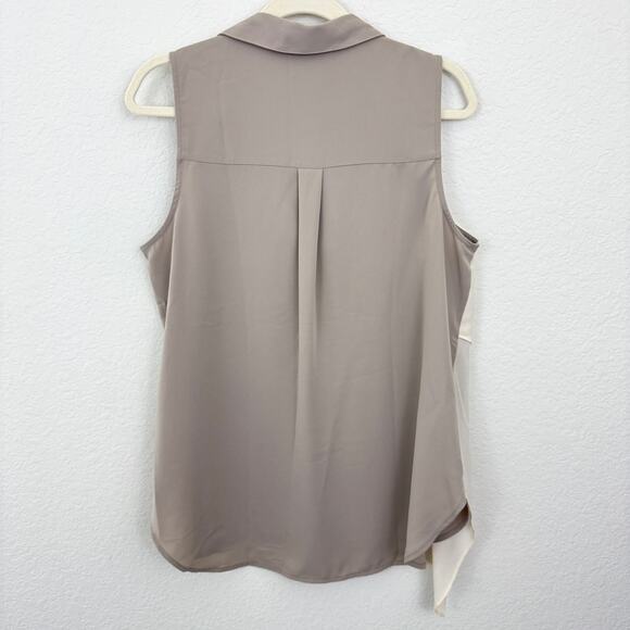 Haute Hippie Tribe Womens Flowy Sleeveless Blouse Size M Asymmetrical Neutral - Picture 3 of 7